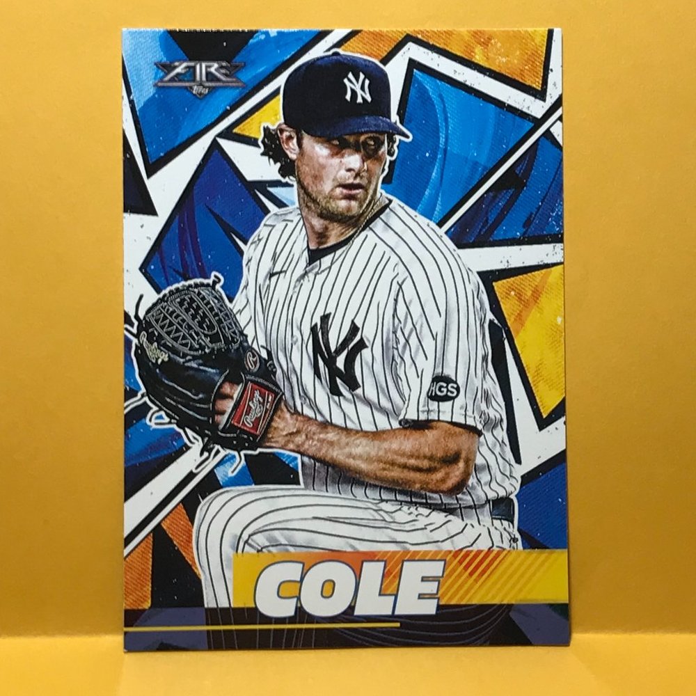 2021 Topps Fire #115 Gerrit Cole YANKEES RED FLAME PARALLEL (show original